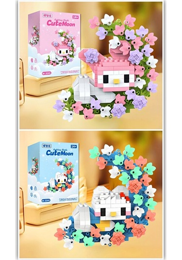 Brıcks Hello Kitty & My Melody Çiçekli Ay Tasarımlı Dekoratif Yap
