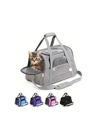 Fochsia Mor Yumuşak Tüylü Seyahat Taşıma Çantası Ayrılabilir Taban Orta Boy Kedi Köpek