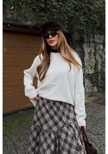 Laluvia Krem Süzeneli Kazak - 251085 Krem