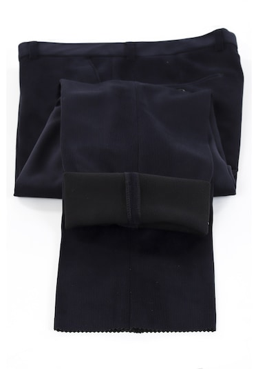 Neowit Erkek İçi Polarlı Yan Cep Klasik Kesim Kadife Pantolon Koyu Lacivert