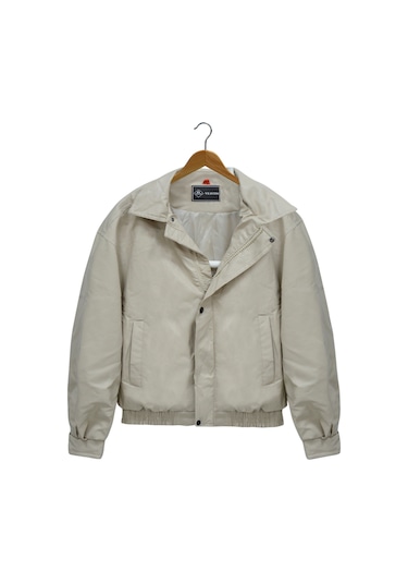 Krem Oversize Bomber Deri Ceket Krem
