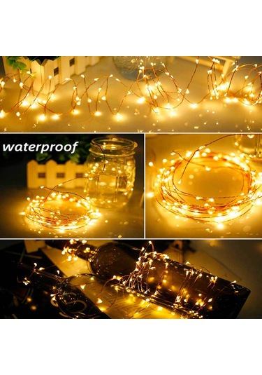 Fosenze Led Işıklı Bakır Tel Zincir, Noel Ve Tören Dekorasyonu, 5m 50 Işık, Sıcak Beyaz, Enerji Tasarruflu, Ev Bahçe Dekoru Ilık Beyaz