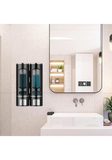 2 Adet Siyah 400 Ml El Dezenfektanı Sabunluk Manuel Şampuan Sıvı Tutucu Banyo Mutfak Lavabo Oteller Siyah