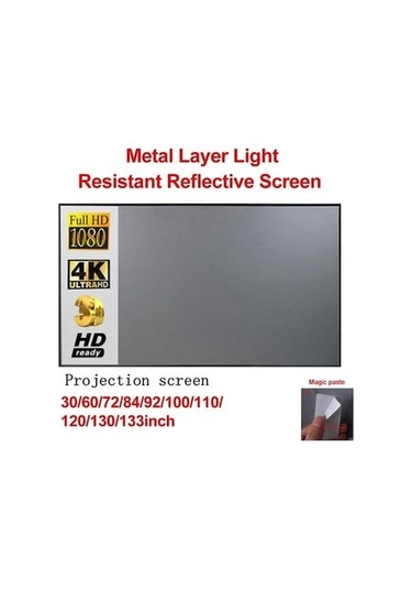 Ankatek 133 İnç Katlanabilir Proje Perdesi, Ev Sinema Jzr-gy, Metal Anti-parlak
