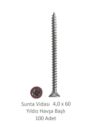Sunta Vidası, 4,0 X 60 Mm, 100 Adet, Yhb Vida 4 x 60