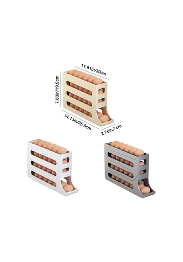 Fosenze Çok Katmanlı Buzdolabı Yumurta Dağıtıcı - Otomatik Yumurta Yuvarlayıcı, Gri Renk, 30 Yumurta Kapasiteli Gri
