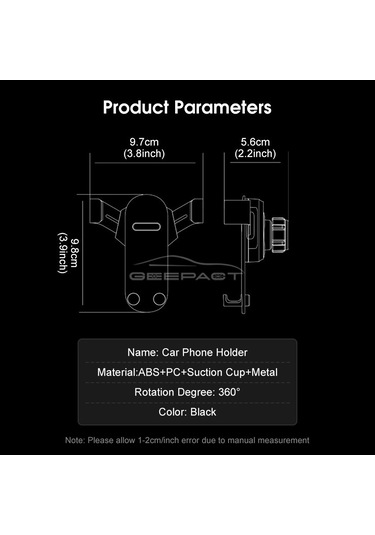 Geepact Araç Telefonu Tutucu Araç Montaj Aparatları 360 Ayarlanabilir Telefon Standı Kontrol Paneli Telefon Tutucu Titreşim Önleyici Telefon Tutucu Araç Vantuz Telefon Braketi -