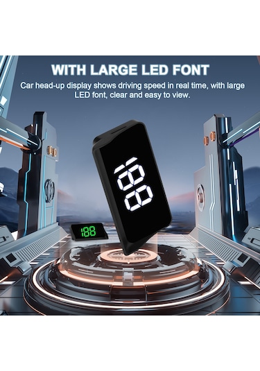 Vkemall Araç Yükselişli Gösterge Paneli, Gerçek Zamanlı Hız Km/h , Yeşil Led Ekran, Işık Algılama, Yansıtıcı Filmi İle Suv/kamyon Uyumlu