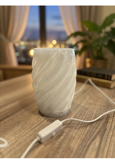 Organik Dalga Desenli 3d Printed Gece Lambası Minimalist Abajur