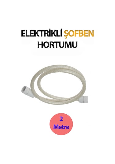 Elektrikli Şofben Duş Hortumu Pvc 2 Metre Örgülü Beyaz Beyaz