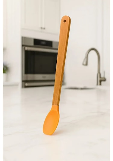 3'lü Renkli Bambu Saplı Silikon Spatula Seti Uzun 26cm Renkli