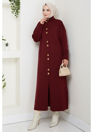 Reha Düğmeli Triko Hırka 1603 - Bordo Bordo