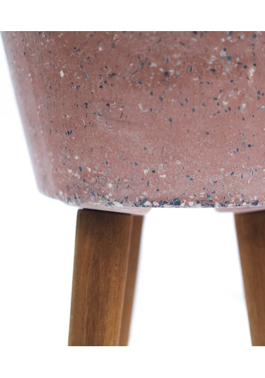 Aspen Ahşap Ayaklı Beton Saksı Pembe Gri