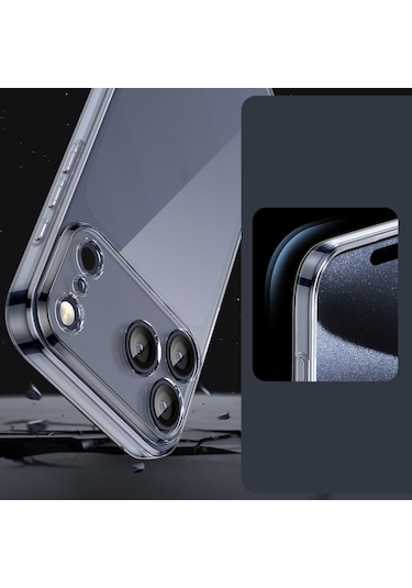 İphone 17 Pro Max Uyumlu Kamera Korumalı Şeffaf Esnek Silikon Kılıf Şeffaf