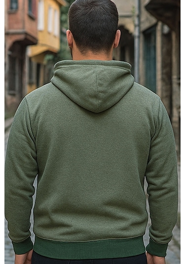 Erkek Yeşil Kapüşonlu Sweat Yeşil