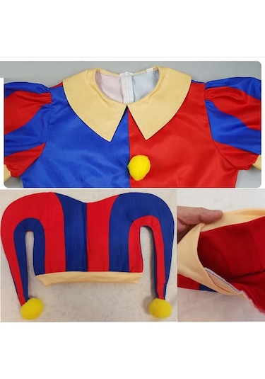 Ambition Pomni Kostüm Çocuklar Yetişkin Palyaço Cosplay Cadılar