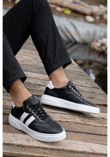 Saphiro Günlük Ortopedik Erkek Sneaker Spor Ayakkabı Siyah-beyaz