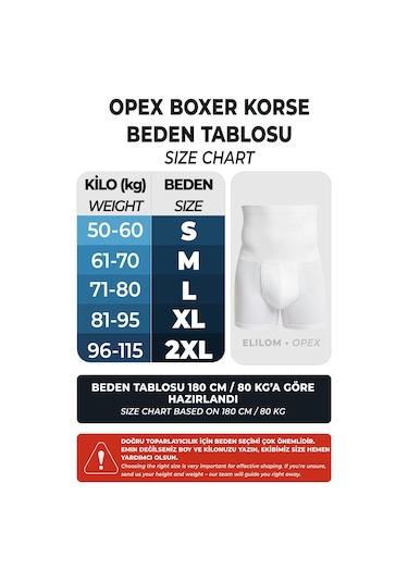 Elilom Korse Boxer Yüksek Bel Korseli Erkek İç Giyim Beyaz
