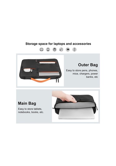 Fastbuy 13 Polyester Bilgisayar Kılıfı, Su Geçirmez, Yumuşak Kadife İç, Macbook Air M3/m2/surface 5/4/xps 15 Plus İçin, Siyah