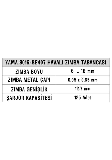 Yama 8016-BE407 Havalı Zımba Tabancası