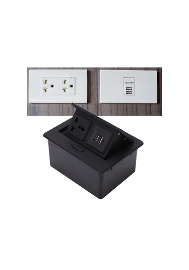 Tenfowee Alüminyum-pc Gizli Masüstü Prizi, 2x Usb 2.1a, Su Ve Toz Koruma, Ateş Direnci, 250v 13a, Ofis/okul/uyumlu