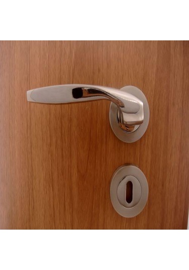 Zümrüt Kapı Kolu Nikel Saten Rozetli