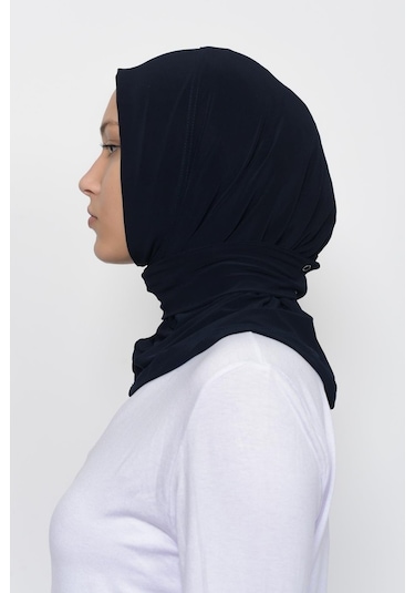 Çıtçıtlı Hazır Eşarp Hijap Lacivert