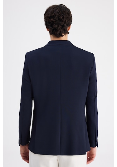 Twn Slim Fit Lacivert Armürlü Kumaş Ceket 6ec04bb01474m 101