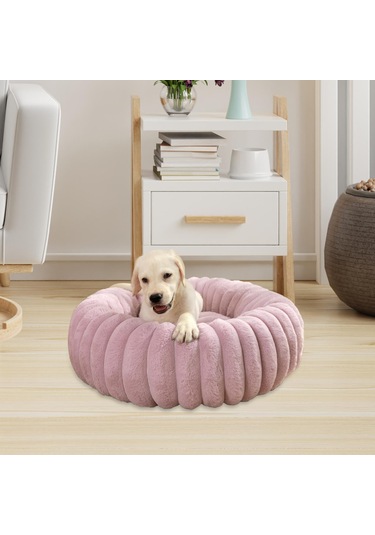 Homyl Kedi Yatağı Yuvarlak Peluş Yatak Evcil Hayvan Yastığı