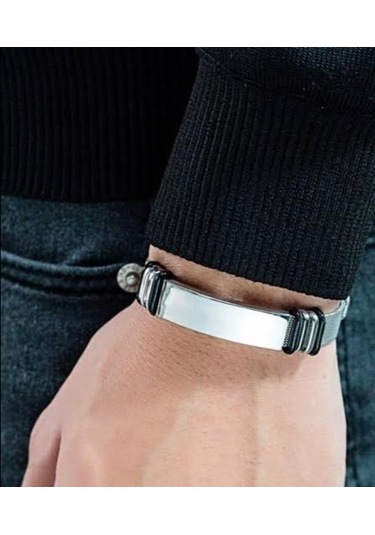 Tamamı Çelik Silver Kemer Kordonlu Şık Çelik Bileklik 23 Cm