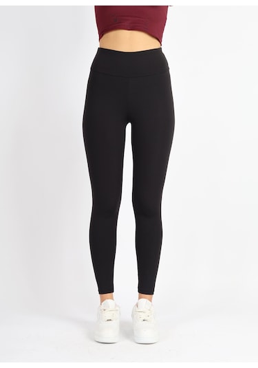 Soft&Basic Kadın Siyah Esnek Uzun Spor Ve Günlük Tayt Siyah