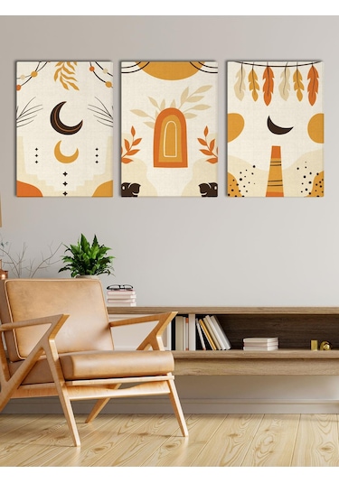 Bohem Stil Kanvas Tablo Seti 3 Adet 40x55 CM Boho Art