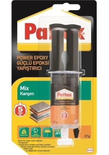 Pattex Power Epoxy Güçlü Yapıştırıcı Şeffaf 27 Gr (550830873)