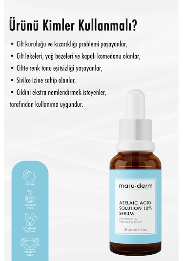 Maruderm Azelaik Asit Solüsyon %10 Aydınlatıcı Leke Karşıtı Cilt Bakım Serumu 30 ML