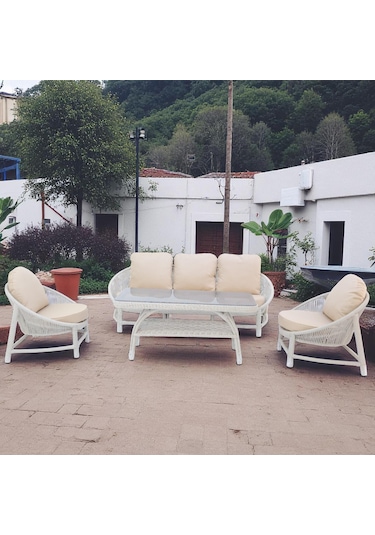Marise Üçlü Rattan Bahçe Oturma Grubu 3+1+1+sehpalı Bahçe Takımı
