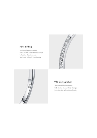 Modian 925 Ayar Gümüş Temizle Zirkonya İstiflenebilir Yüzük Kadınlar Için Yıldönümü Düğün Band Basit Güzel Takı Hediye