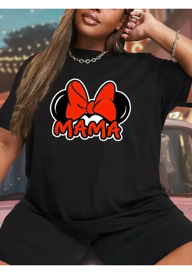 Anneler Günü Baskılı T-shirt - Siyah