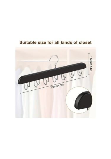 Chuangyinshop Siyah 14 Kancalı Ahşam Askılık, Kravat Atkı Kemik İçin Çok Amaçlı Düzenleyici Siyah