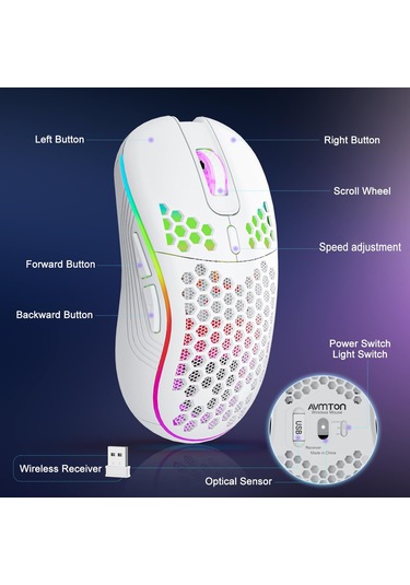 Jms 2.4 G Rgb Petek Tasarım Kablosuz Oyuncu Mouse