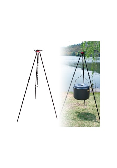 Sundick-kamp Şenlik Ateşi Tripod Taşınabilir Üçgen Destek Kamp,siyah Siyah