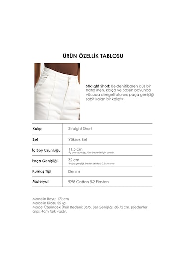 Itsbasic Kadın Kırık Beyaz 7s6-101 Straight Fit Relax Denim Şort