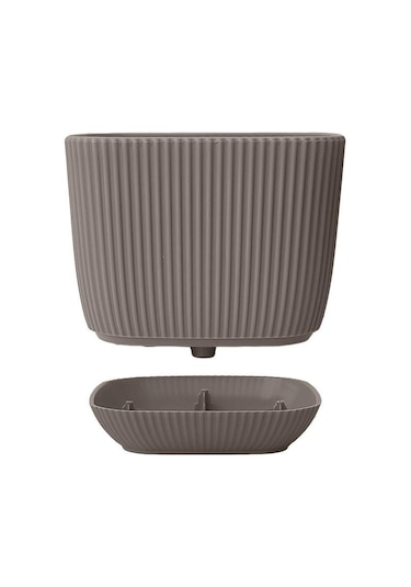 Omnipazar Krs-384 Dekoratif Plastik Mercan Kare Saksı 4 Litre No 4 Kahverengi