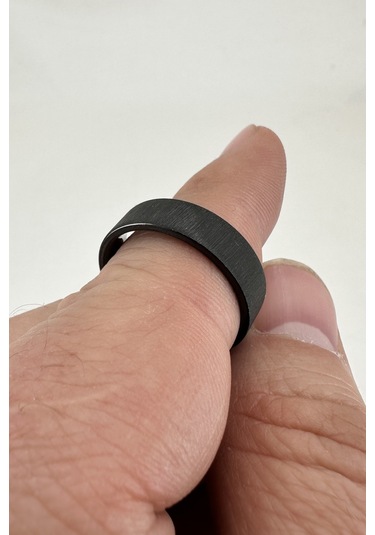 6mm Fırçalanmış Mat Düz Kadın Erkek Çelik Alyans Yüzük Cl46 Siyah