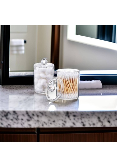 Xiyyadms Bambu Kapaklı Şeffaf Plastik Depolama Kavanozları 4'lü Set - Makyaj, Tıbbi Ve Ev Gereçleri İçin Organizasyon Çözümü Şeffaf