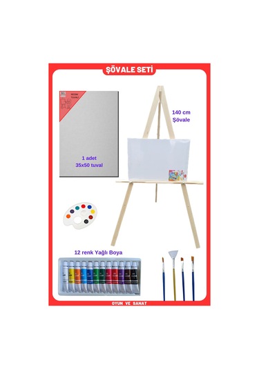 Şövale Yağlı Boya Resim Başlangıç Seti - Tuval Resim Seti, Şövalye Tüval