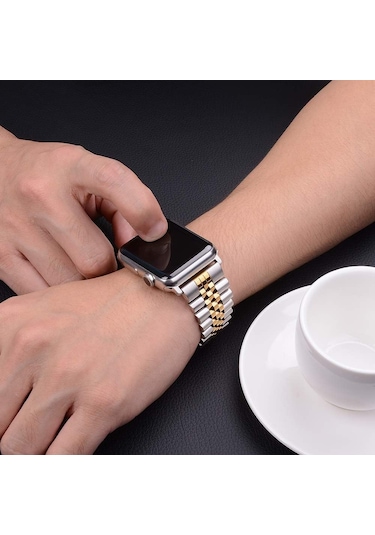 Apple Watch Seri 10 11 Uyumlu 42mm Uyumlu Paslanmaz Çelik Rolex Kordon