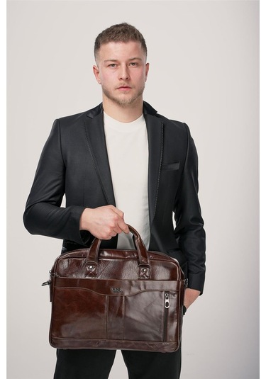 Ççs 71470 Hakiki Deri Evrak Çantası Kahve