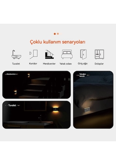 Didadodo Akıllı Hareket Sensörlü Duvar Tipi Gece Lambası 4 Beyaz, 4 Adet Led, Uzaktan Kontrol Edilebilir Beyaz