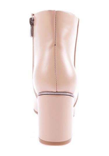 Dgn 111-2164 Kadin Fermuarli Topuklu Kisa Bot 111-2164-R12632 Ten Rengi