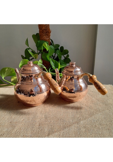 Middle Dövme Bakır Çaydanlık